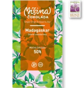 Míšina čokoláda Mléčná Madagaskar 50% se zelenými mandarinkami, 50g