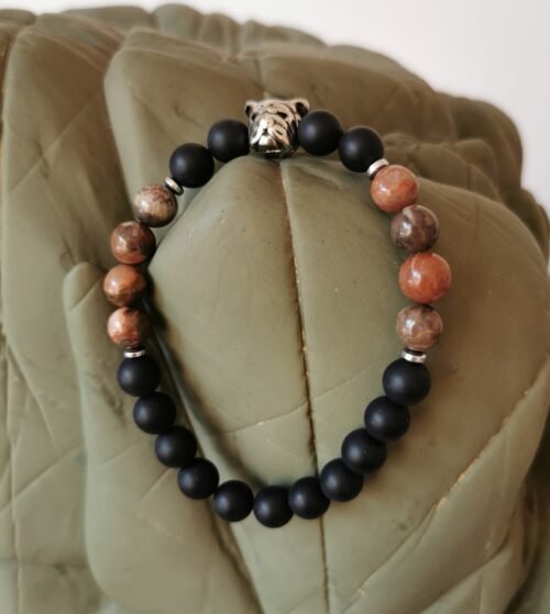 Handmade Minerální náramek Onyx se psem
