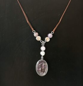 Handmade Náhrdelník s kamenem Amethyst - ovál