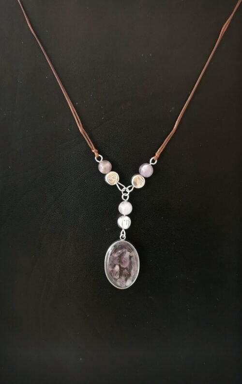 Handmade Náhrdelník s kamenem Amethyst - ovál