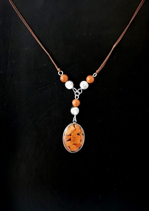 Handmade Náhrdelník s kamenem Goldstone - ovál
