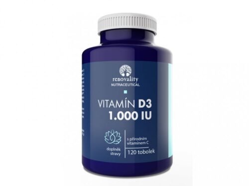 Renovality Vitamín D3 1.000 IU obohacený přírodním vitamínem C, 120 tobolek