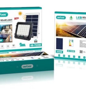 Aerbes Solární LED reflektor s dálkovým ovládáním studená bíla + barevný mód 200W