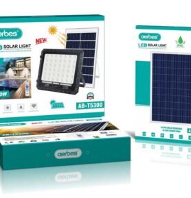 Aerbes Solární LED reflektor s dálkovým ovládáním studená bíla + barevný mód 300W