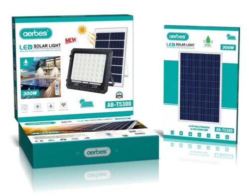 Aerbes Solární LED reflektor s dálkovým ovládáním studená bíla + barevný mód 300W