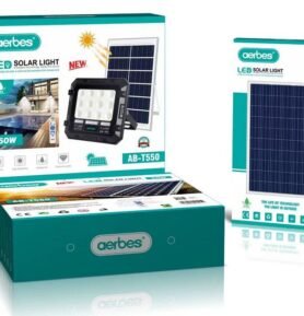 Aerbes Solární LED reflektor s dálkovým ovládáním studená bíla + barevný mód 50W
