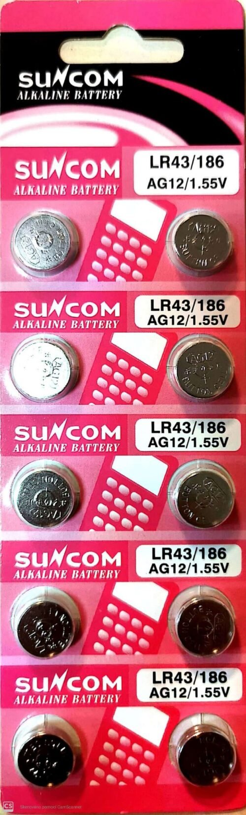 SUNCOM AG12 alkaline knoflíková baterie 10ks