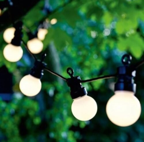 DZL Světelný dekorační řetěz 50 LED venkovní, 10 párty žárovek, studená bílá