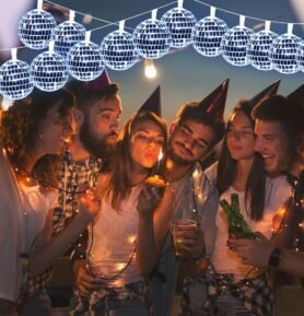 DENR Světelný LED řetěz 20 disco koulí Barva: Studená bílá