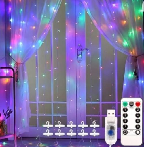 Aerbes Světelný mikro závěs na dálkové ovládání, 3x3m RGB