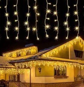 DZL Vánoční světelný LED závěs se záblesky 120 LED, 3m+1,5m, velké LED diody Barva: RGB - barevná