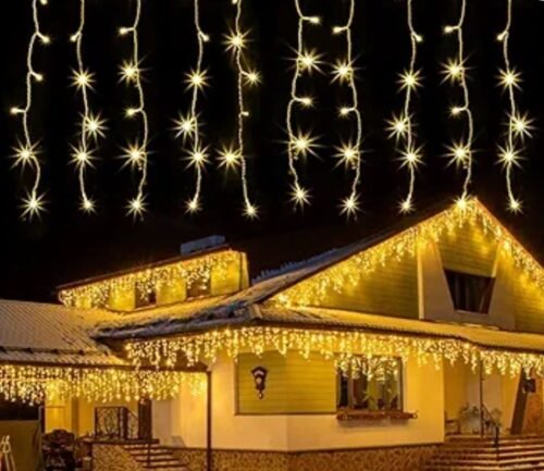 DZL Vánoční světelný LED závěs se záblesky 120 LED, 3m+1,5m, velké LED diody Barva: RGB - barevná