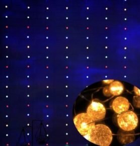 DENR Vánoční světelný mikro závěs, 100 LED - kuličky, vnitřní + dálkový ovladač USB-100 Barva: Teplá bílá