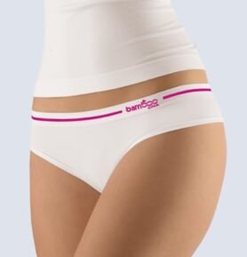 Dámská francouzská tanga GINA Bamboo 04020P bílá višňová L/XL
