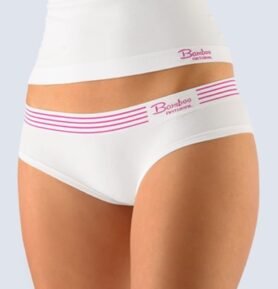 Dámské kalhotky francouzské GINA Bamboo 04024P bílá purpurová L/XL