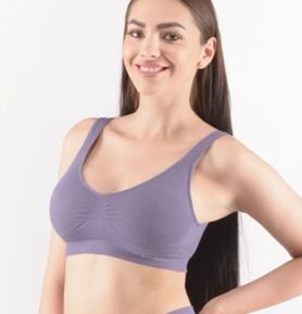 Dámská sportovní podprsenka s vycpávkami GINA 07014P kouřová bílá L/XL