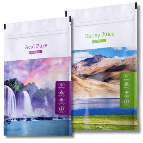 Energy Acai Pure Powder + Barley Juice Tabs.