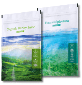 Energy Organic Barley juice Powder + Hawaii Spirulina Tabs.