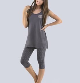 Dámské pyžamo 3/4 GINA 19078P tm. šedá pleťová S