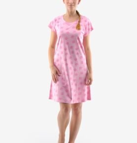 Dámská noční košilka krátký rukáv GINA 19132P růžovofialová pink XL