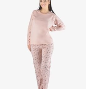 Dámské pyžamo dlouhé GINA 19155P pleťová tweed M