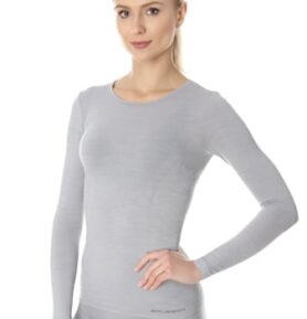 Dámské tričko dlouhý rukáv LS11610 BRUBECK merino šedá melír XL