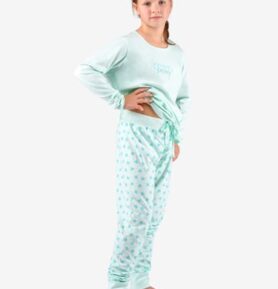 Dívčí pyžamo dlouhé GINA 29007P aqua akvamarín 140/146