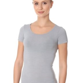 Dámské tričko krátký rukáv SS11020 BRUBECK merino šedá světlá XL