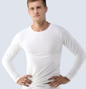 Pánské tričko s dlouhým rukávem BAMBOO GINO 58004P bílá S/M