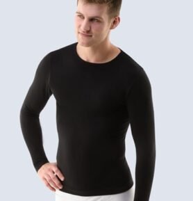 Pánské tričko s dlouhým rukávem BAMBOO GINO 58004P černá S/M