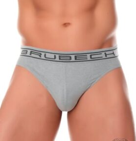 Pánské slipy BE00290A Cotton BRUBECK šedá světlá S