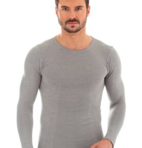 Pánské tričko Merino LS11600 BRUBECK šedá světlá 2XL