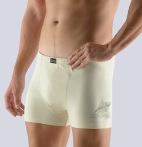 Pánské boxerky s kratší nohavičkou GINO 73083P šedobílá okrová L/XL