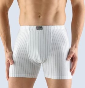 Pánské boxerky s delší nohavičkou GINO 74105P bílá tm. šedá L/XL