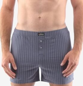 Pánské volné trenky GINO 75186P tm. šedá bílá M/L