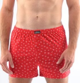 Pánské volné trenky GINO 75187P červená bílá L/XL
