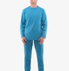 Pánské pyžamo dlouhé GINO 79129P petrolejová měsíc XXL