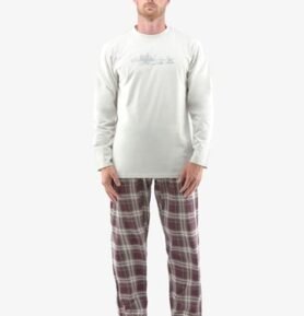 Pánské pyžamo dlouhé GINO 79133P sv. šedá hypermangan 3XL