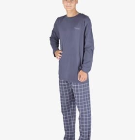 Pánské pyžamo dlouhé GINO 79149P tm.popel sv. šedá 3XL