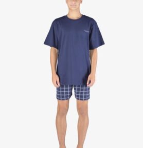 Pánské pyžamo krátké GINO 79152P lékořice šedobílá 4XL