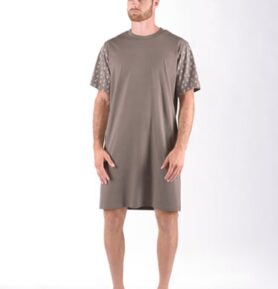 Pánská noční košile krátký rukáv GINO 79176P káva šedobílá L
