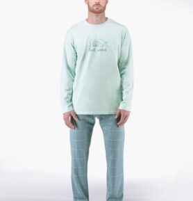Pánské pyžamo dlouhé GINO 79177P sv. šedá měsíc XXL