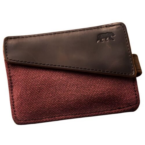 Alaskan Maker Látková mini vintage peněženka s kůží Handy Burgundy