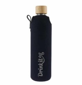 Drink it Skleněná láhev s neoprénovým obalem Černá 300ml