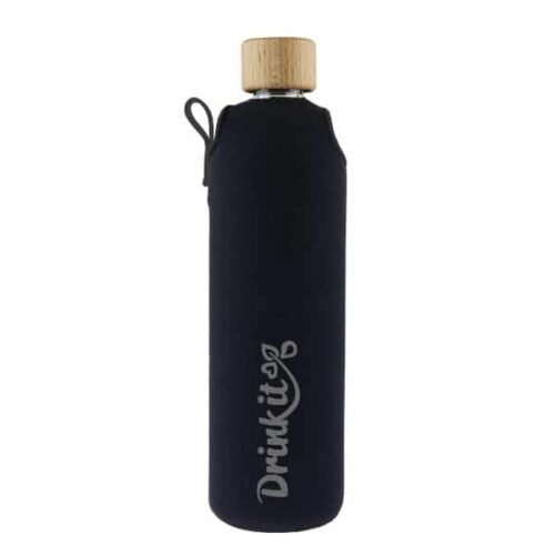 Drink it Skleněná láhev s neoprénovým obalem Černá 300ml