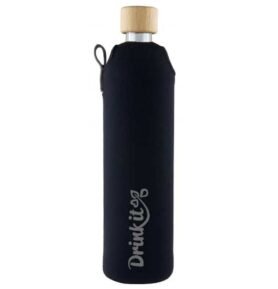 Drink it Skleněná láhev s neoprénovým obalem černá 500ml