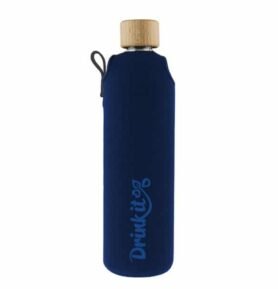 Drink it Skleněná láhev s neoprénovým obalem Modrá 300ml