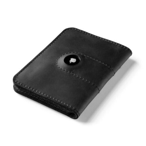 Crazy Horse Craft Kožená peněženka na pas a airtag carbon black