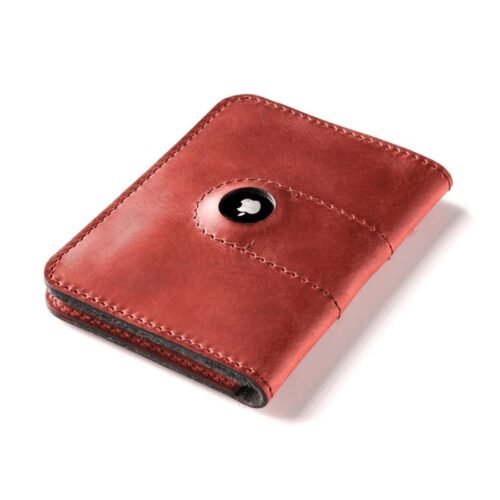 Crazy Horse Craft Kožená peněženka na pas a airtag fragola red