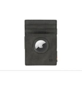Kožená peněženka na karty Essenziale Airtag Brushed Garzini Black
